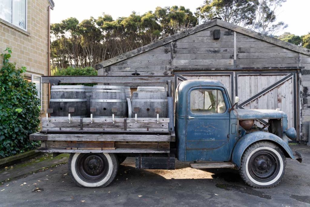 Old truck outside Saddle Hill Brewery & Distillery